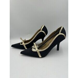 DIBA Women’s Black & Gold Pointed Toe Heels Size 8.5 New Without Box